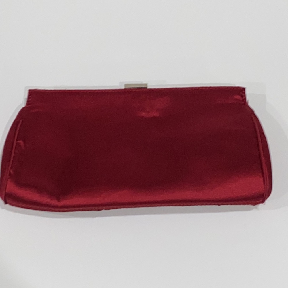 Red/Maroon Silver Fancy Clutch with Satin Finish Prom dress friendly - Picture 3 of 6